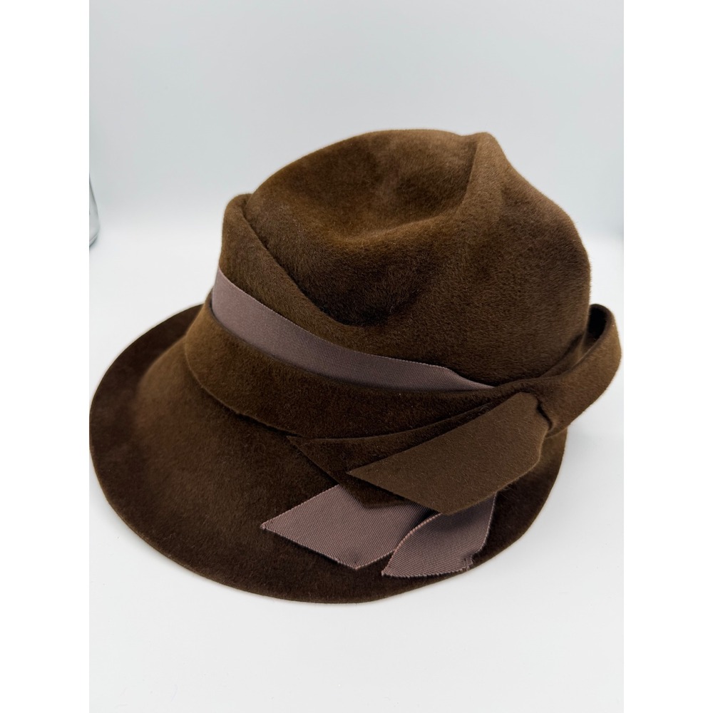 Brenda Lynn Vintage 1990s Brown Cloche Hat Women's Medium Felt 22"